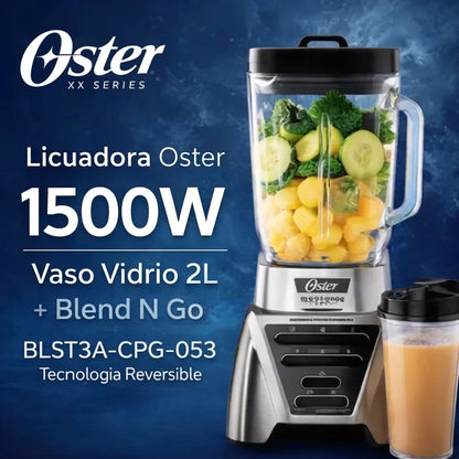 Licuadora Oster Xpert Series 1500W Vaso de Vidrio 2L + Blend N Go BLST3A-CPG Tecnología Reversible