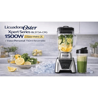 Licuadora Oster Xpert Series BLST3A-CPG 1500W Vaso Vidrio 2L + Vaso Personal 750ml Reversible
