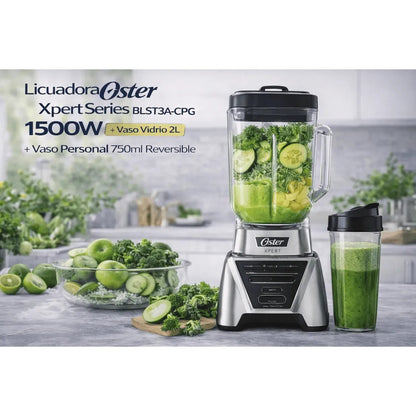 Licuadora Oster Xpert Series BLST3A-CPG 1500W Vaso Vidrio 2L + Vaso Personal 750ml Reversible