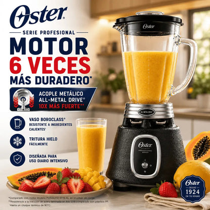 Licuadora Oster BLSTBPST Serie Profesional 1.5L 1000W Acople Metálico Trituradora de Hielo Negra