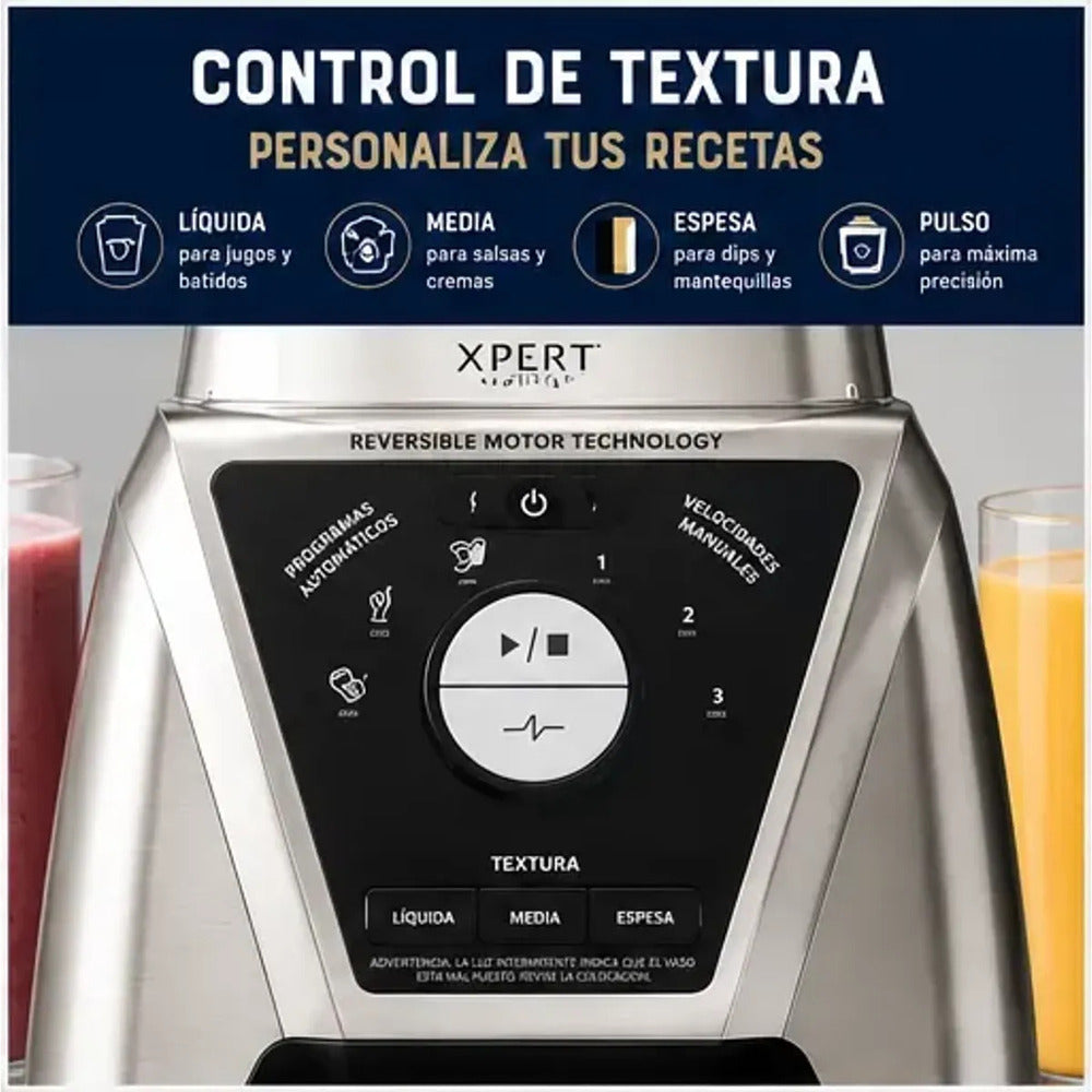 Licuadora Oster Xpert Series BLST3B-CAG 1500W Reversible con Control de Textura + Vasos Blend N Go