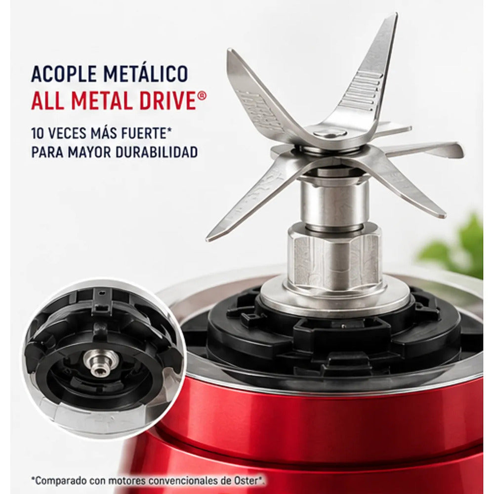 Licuadora Oster Xpert Series BLST3A-R2G 2L 1500W Roja con Tecnología Reversible y Vaso Boroclass