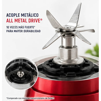 Licuadora Oster Xpert Series BLST3A-R2G 2L 1500W Roja con Tecnología Reversible y Vaso Boroclass