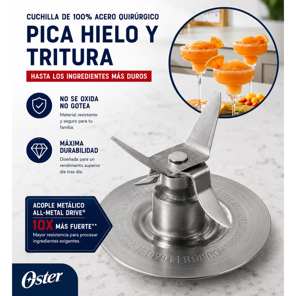 Licuadora Oster BLSTBPST Serie Profesional 1.5L 1000W Acople Metálico Trituradora de Hielo Negra