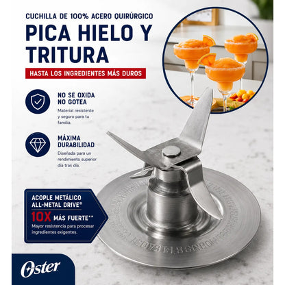 Licuadora Oster BLSTBPST Serie Profesional 1.5L 1000W Acople Metálico Trituradora de Hielo Negra