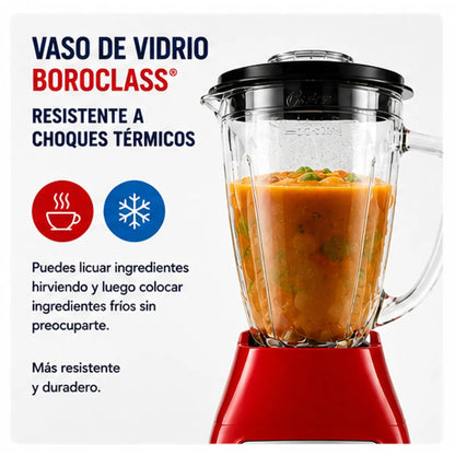 Licuadora Oster BLSTKAG-RRD 800W Vaso de Vidrio 1.5L Acople Metálico All-Metal Drive Roja