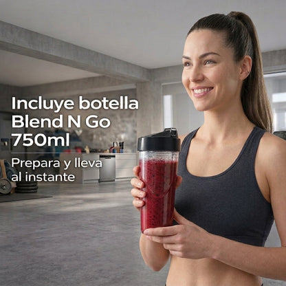 Licuadora Oster Xpert 1500W Tecnología Reversible Vaso Vidrio 2L + Blend N Go 750ml BLST3B-CPG