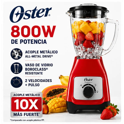 Licuadora Oster BLSTKAG-RRD 800W Vaso de Vidrio 1.5L Acople Metálico All-Metal Drive Roja