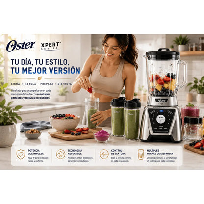 Licuadora Oster Xpert Series BLST3B-CAG 1500W Reversible con Control de Textura + Vasos Blend N Go