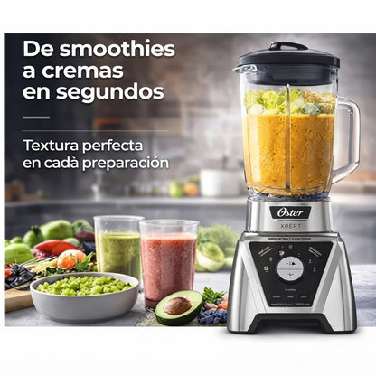 Licuadora Oster Xpert 1500W Tecnología Reversible Vaso Vidrio 2L + Blend N Go 750ml BLST3B-CPG