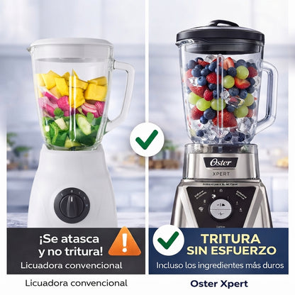 Licuadora Oster Xpert 1500W Tecnología Reversible Vaso Vidrio 2L + Blend N Go 750ml BLST3B-CPG