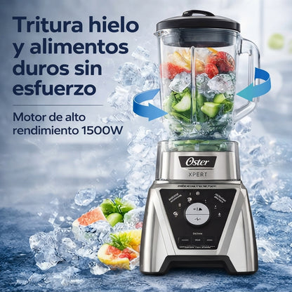 Licuadora Oster Xpert 1500W Tecnología Reversible Vaso Vidrio 2L + Blend N Go 750ml BLST3B-CPG