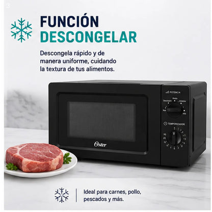 Microondas Oster 17 Litros POGG1702 Negro 700W 5 Niveles de Potencia Función Descongelar
