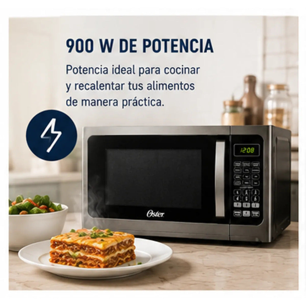 Microondas Oster 30 Litros POGGM61002 Negro 900W 6 Programas Función Descongelar