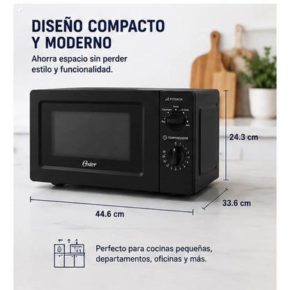 Microondas Oster 17 Litros POGG1702 Negro 700W 5 Niveles de Potencia Función Descongelar