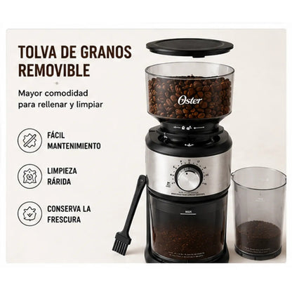 Molinillo de Café Oster BVSTBMH24 Automático de Muelas 18 Configuraciones de Molienda Tolva 227g