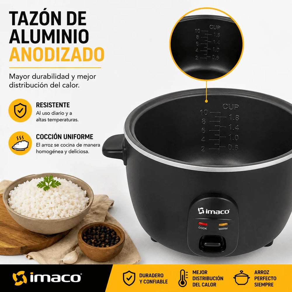 Olla Arrocera Imaco RC15N 1.5L 500W  Cocina Automática + Función Mantener Caliente  Incluye Taza y Cuchara