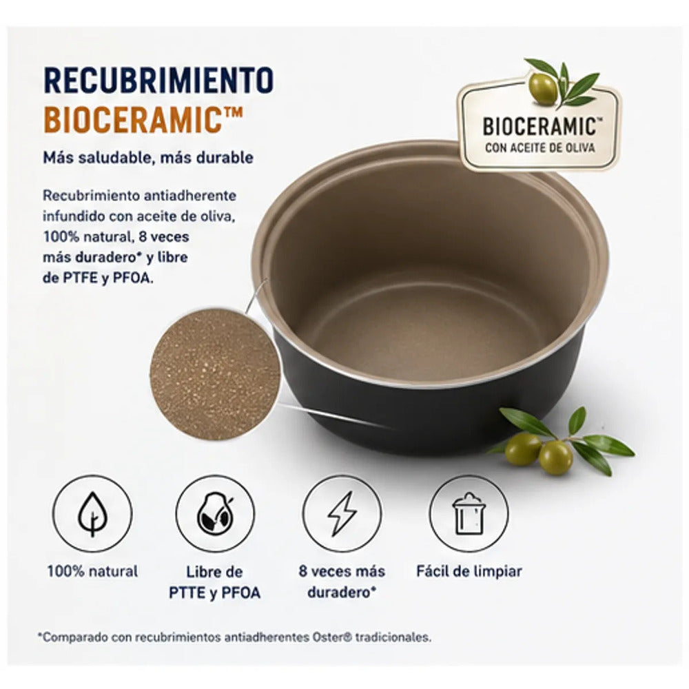 Olla Multifunción Oster CKSTPCECOV57 5.7L Ovalada 15 Funciones Bioceramic Multiolla Rápida