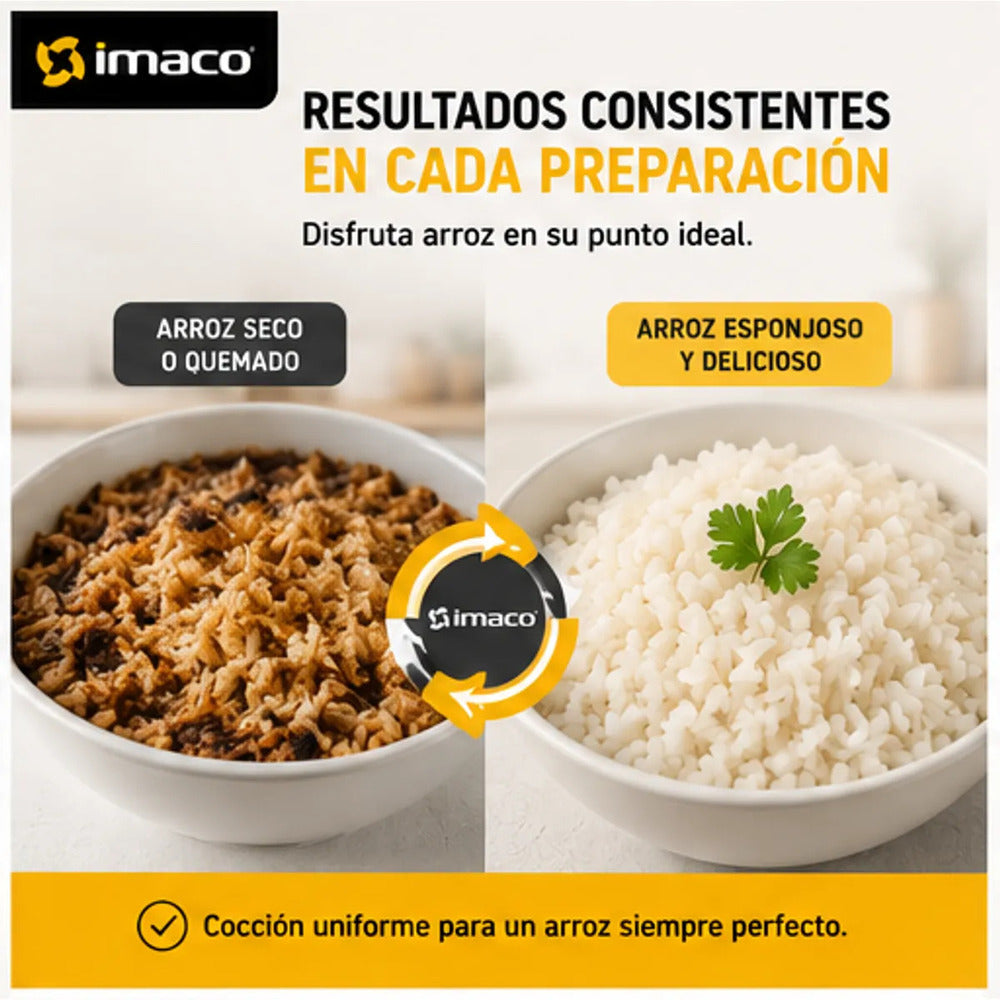 Olla Arrocera Imaco RC15N 1.5L 500W  Cocina Automática + Función Mantener Caliente  Incluye Taza y Cuchara