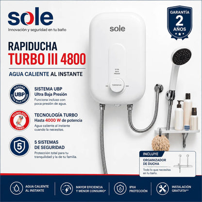 Rapiducha Sole Turbo III 4800 4000W UBP Baja Presión y 5 Sistemas de Seguridad