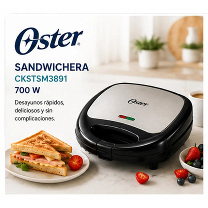 Sandwichera Oster CKSTSM3891 con Placas Removibles Antiadherentes 700W para 2 Sandwiches Original
