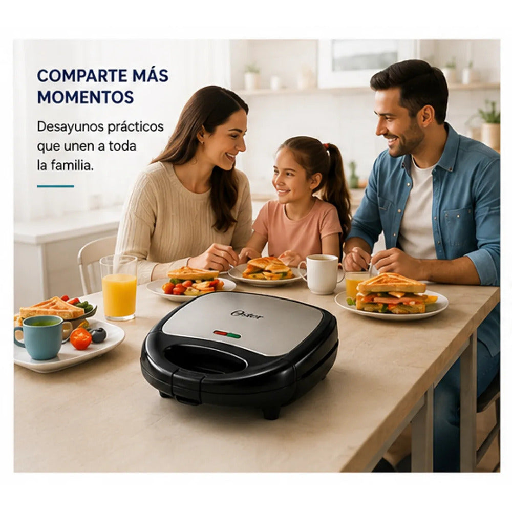 Sandwichera Oster CKSTSM3891 con Placas Removibles Antiadherentes 700W para 2 Sandwiches Original