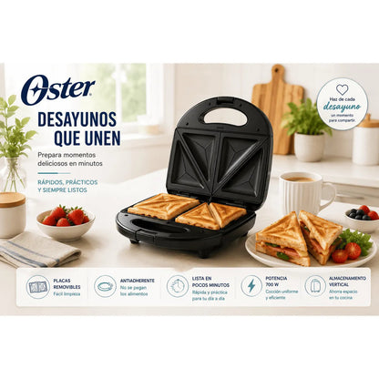 Sandwichera Oster CKSTSM3891 con Placas Removibles Antiadherentes 700W para 2 Sandwiches Original
