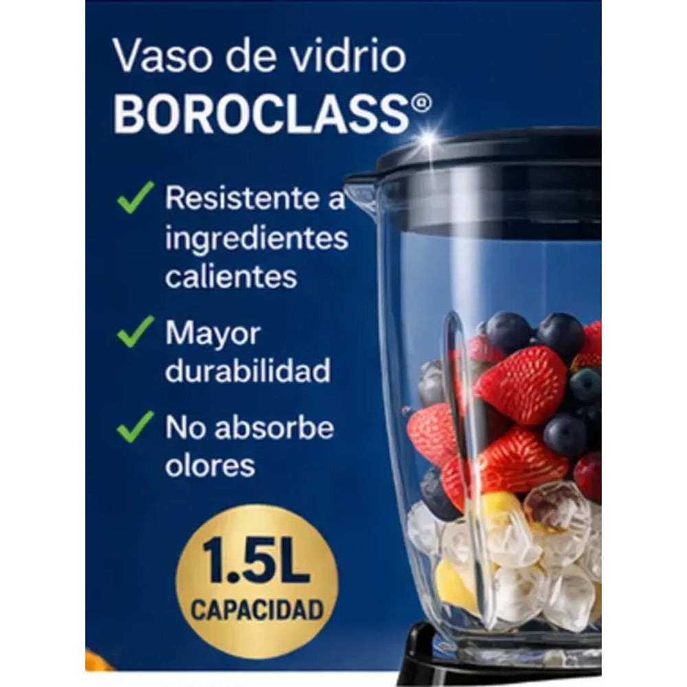 Licuadora Oster 1.5L BLSTKAG-BPB Vaso de Vidrio Boroclass 2 Velocidades + Pulso 800W Negra